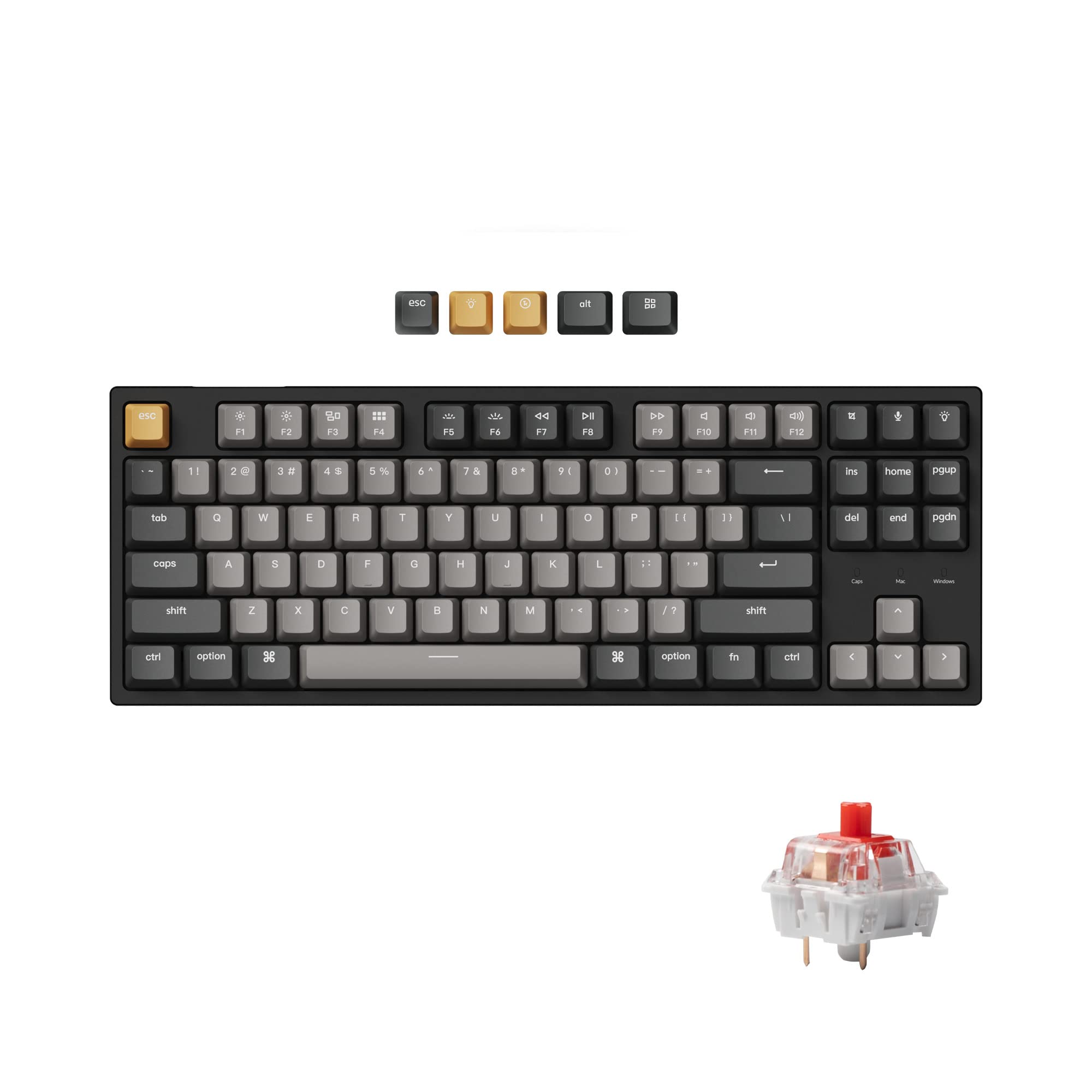 Keychron C1 Pro Custom Wired Mechanical Keyboard, TKL Layout RGB QMK/VIA Programmable Macro with Hot-swappable K Pro Red Switch OEM Profile Double-Shot PBT Keycaps Compatible for Mac Windows Linux
