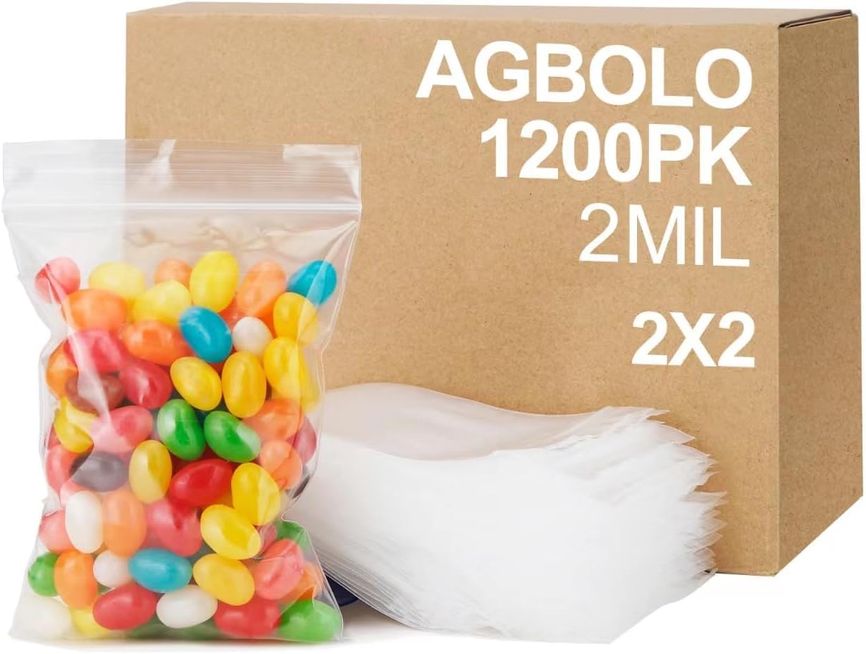 Photo 1 of Small Zip Bag, 1200ct 2x2'' Premium Small Plastic Baggies Resealable, 2 Mil(2 Layer) Ultra Strong & Durable Zip Top Lock Bag for Jewelry and Business - Clear