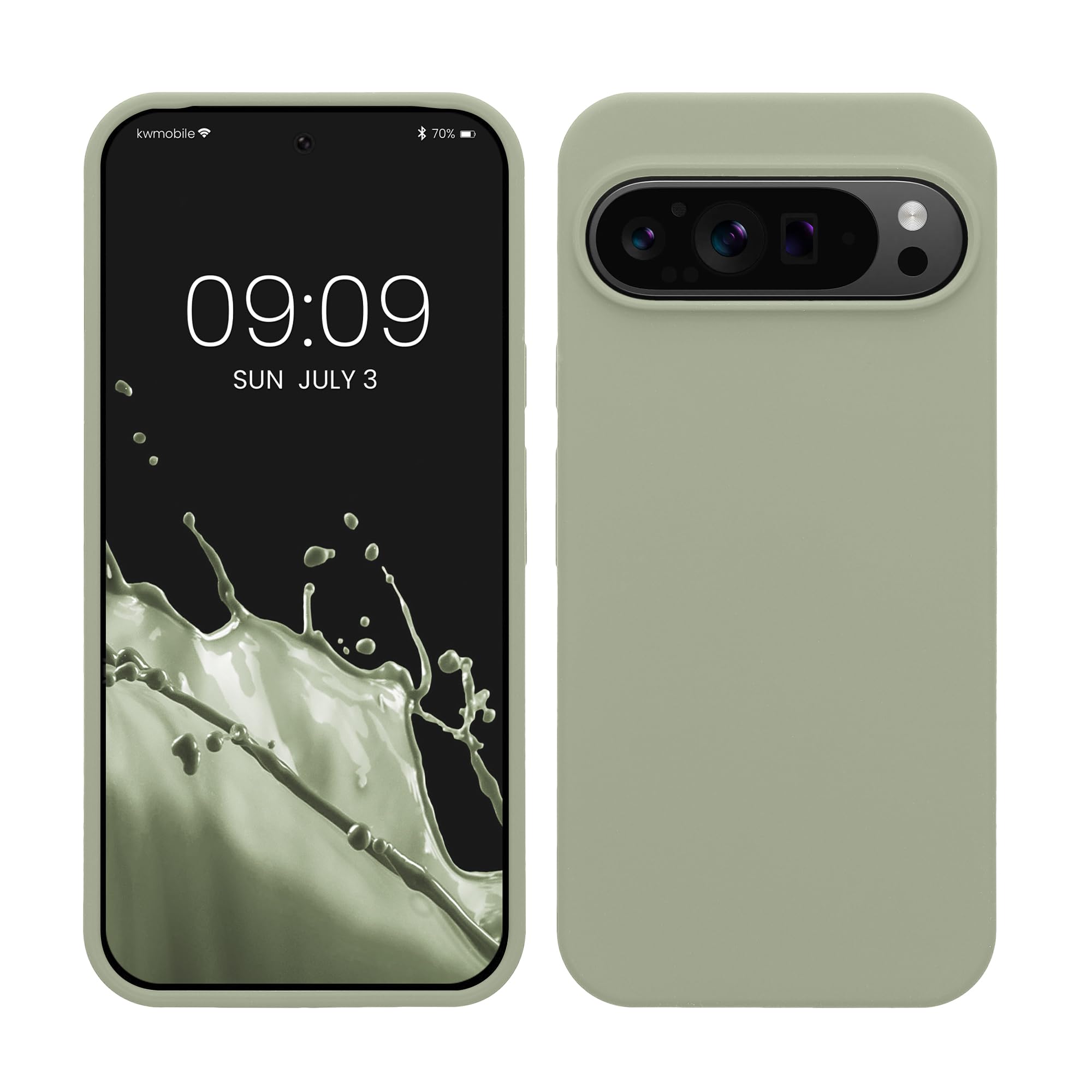 kwmobile Case Compatible with Google Pixel 9 Pro XL Case - TPU Silicone Phone Cover with Soft Finish - Gray Green