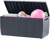 Keter Capri Grey Outdoor Storage Box 123cm Garden Seat Rattan Look 305L view 4