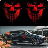 Blinglife 2 PCS of Reflective Skull Car Sticker Decals, Hallowmas Colorful Cartoon Waterproof Self Adhesive Vinyl Car Exterior Accessories, Suitable for Car Hoods, Doors, Bumpers, DMTH001-Red