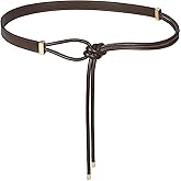 JUXCOKO Women's Knotted Thin Waist Belt PU Leather Skinny Belts for Dresses Pants