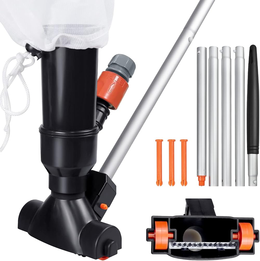 S-Union Portable Pool Vacuum for Above Ground Pools with 5 Section Poles