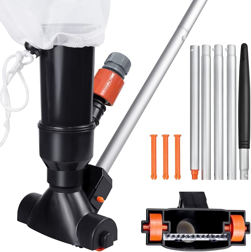 S-Union Portable Pool Vacuum for Above Ground Pools with 5 Section Poles