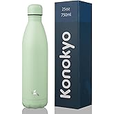 Konokyo Insulated Water Bottles,25 oz Double Wall Stainless Steel Vacumm Metal Flask for Sports Travel,Macaron Green