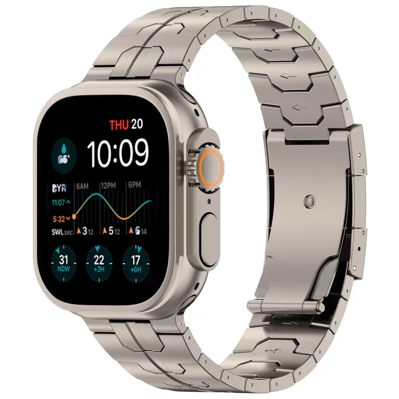 synsing Titanium Ultra 2 Series 10 46mm Band Compatible for Apple Watch Ultra 49mm 45mm 44mm 42mm 41mm 40mm 38mm, Titanium Metal Strap Replacement Compatible for iWatch SE Series 9 8 7 6 5 4 3 2 1