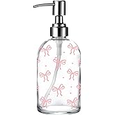 Simple Glass Soap Dispenser with Rust Proof Pump,Kitchen Dish soap Dispenser for Kitchen Shower(Bow Powder)