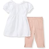 Puff Sleeve Organic Baby Girl Top & Pants Set