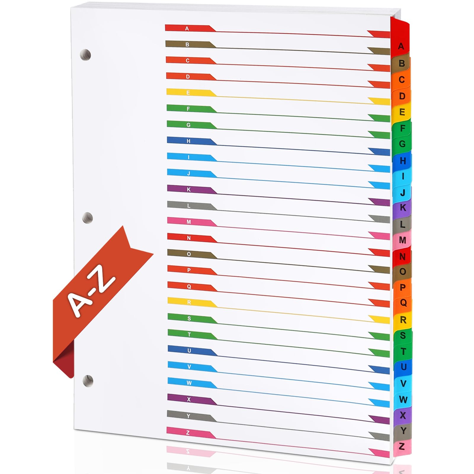 Photo 1 of Alphabet Binder Dividers for 3 Ring Binder, COIDEA A-Z Dividers for 3 Ring Binder, Multicolor A-Z Binder Dividers with Customizable Table of Contents Page, ABC Alphabet Tabs for School Office
