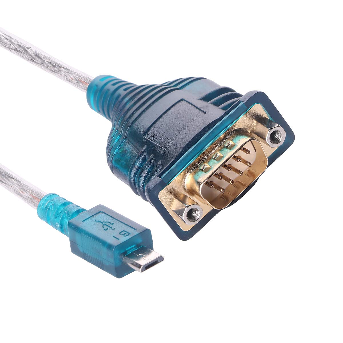 Micro USB to RS-232 9-Pin DB9 Male Serial Adapter Cable for Windows Mac OS Linux FT232RL Chipset (5FT, Micro USB to DB9)