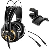 AKG K 240 Studio Professional Semi-Open Stereo Headphones with Auray Headphone Holder and 25' Extension Cable