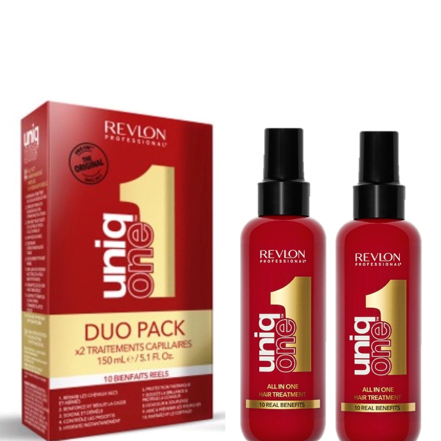 Revlon Professional UniqOne Leave In Conditioner Classic Duo Pack, Gifts For Women/Men, Hair Treatment For Shine And Frizz Control (2 x 150ml)