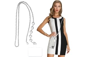 Turkalla Phone Crossbody Chain Cell Phone Lanyard,Universal Leather+Metal Shouder Strap with Phone Tether Patches (E)