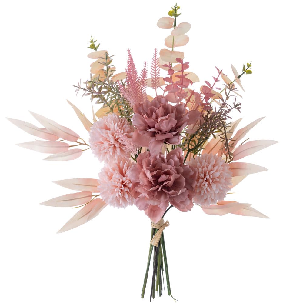KIRIFLY Artificial Fake Flowers Plants Silk Flower Arrangements Wedding Bouquets Decorations Plastic Floral Table Centerpieces for Home Kitchen Garden Party Décor (Blush)