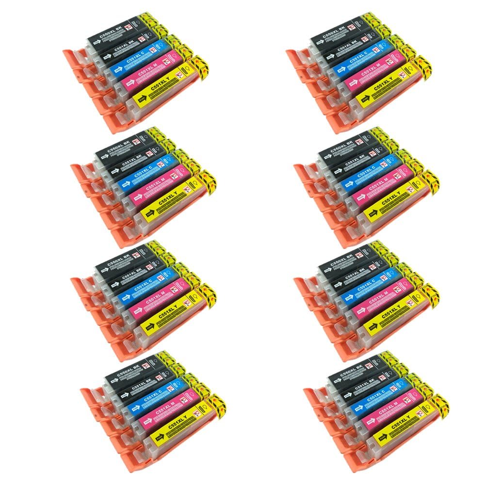 PerfectPrint Compatible Ink Cartridge Replacement for Canon Pixma iP7200 iP7250 iP8750 iX6850 MG5450 MG5550 MG5650 MG6350 MG6450 MG6600 MG6650 MG7150 MG7550 MX725 MX925 550/551 XL (BK/C/M/Y, 40-pack)