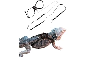 Sawyd Adjustable Reptile Lizard Harness Leash,Turtle Lizard Pet Traction Belt Bearded Dragon Accessories Soft Small Pet Animal Harness Rope,1.2M (Black)