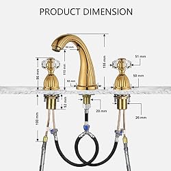 YANNLII Shiny Polished Gold Widespread Bathroom