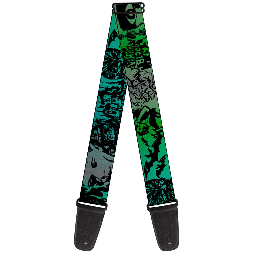 Buckle-Down GS-W31808 Guitar Strap Retro Monster Aqua Black 2 Inches Wide, 34-60"