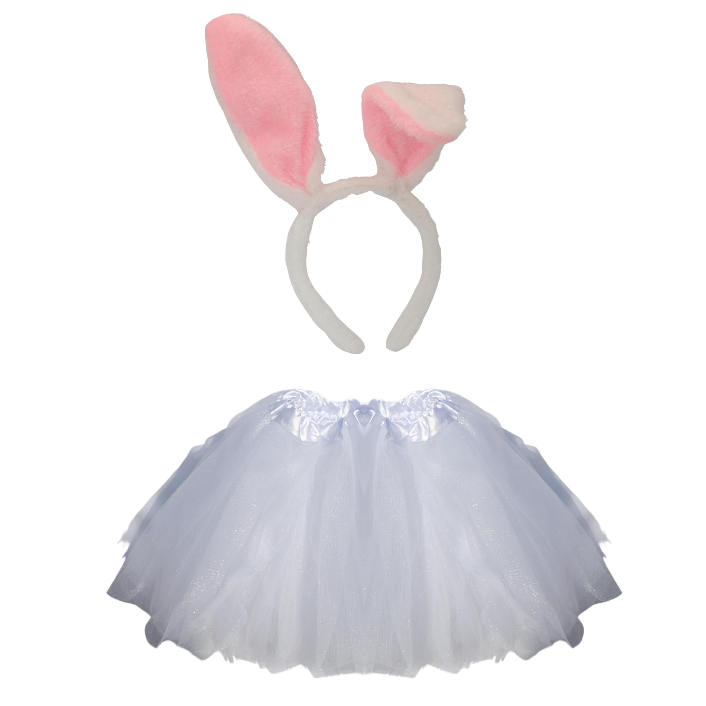 Topkids Accessories Tutu and Animal Headband Costumes for Kids, Girls Dressing Up Costumes, Fancy Dress, Toddler Dress Up, Unicorn Costume, Bunny Outfit, Frog Costume (White Rabbit)