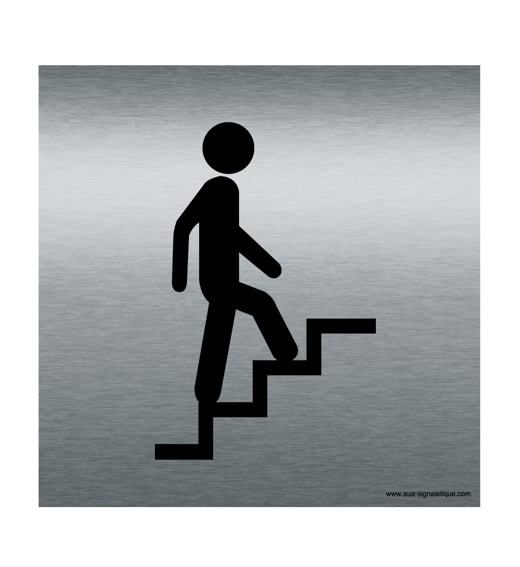 AUA SIGNALETIQUE - Plaque Alu Brossé Escalier Montant - 200x200 mm
