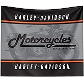 Northwest Harley-Davidson Vintage Stripes Wall Hanging Tapestry, 34 x 40 in | 100% Polyester Banner, Printed Woven Accent, Lightweight Indoor Styling, Garage Bedroom Office Dorm Fan Cave Display