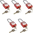 QWORK Lockout Tagout Locks, Safety Padlock, 5 Padlocks with 10 Keys, for Lock Out Tag Out Stations and Devices