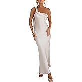 2025 Satin One Shoulder Maxi Dress for Women Summer Silk Formal Elegant Backless Ruffle Sleeveless Wedding Guest Dresses