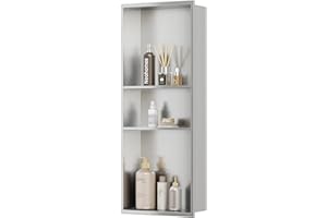 Neodrain 12X30 in Shower Niche, 3 Layers Brushed Wall Niche Stainless Steel Recessed Cubby NO Tile Needed Recessed Niche Shower for Bathroom Storage