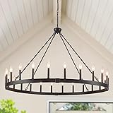 Puyveyor 48" 24-Light Wagon Wheel Chandelier