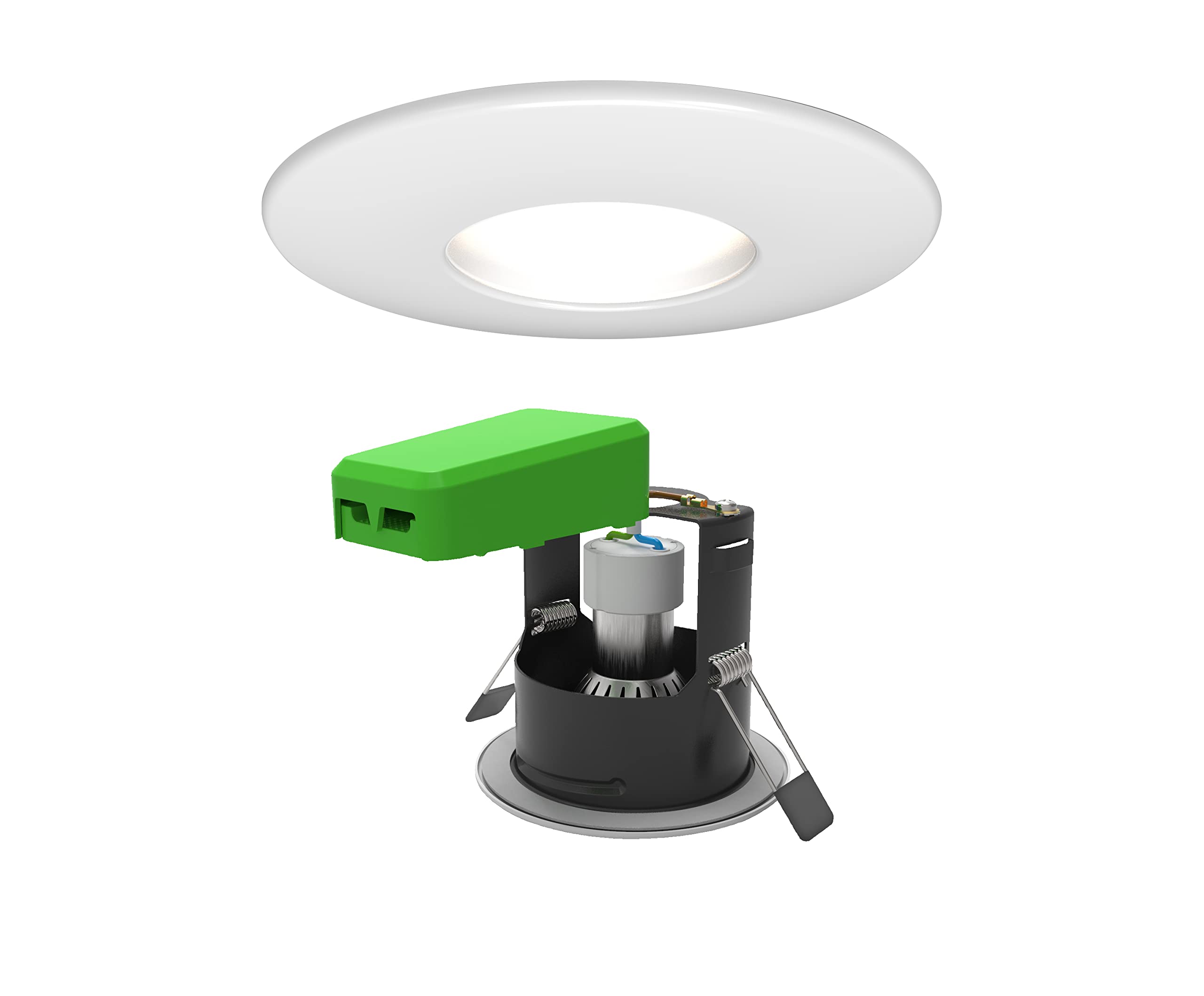 4lite Fire-Rated Indoor Downlight (Matt White) IP65 Rated Dimmable Spotlight Supplied with a 2200k - 6500k 345lm Smart GU10 Bulb - 4L1/2210-4yr Guarantee