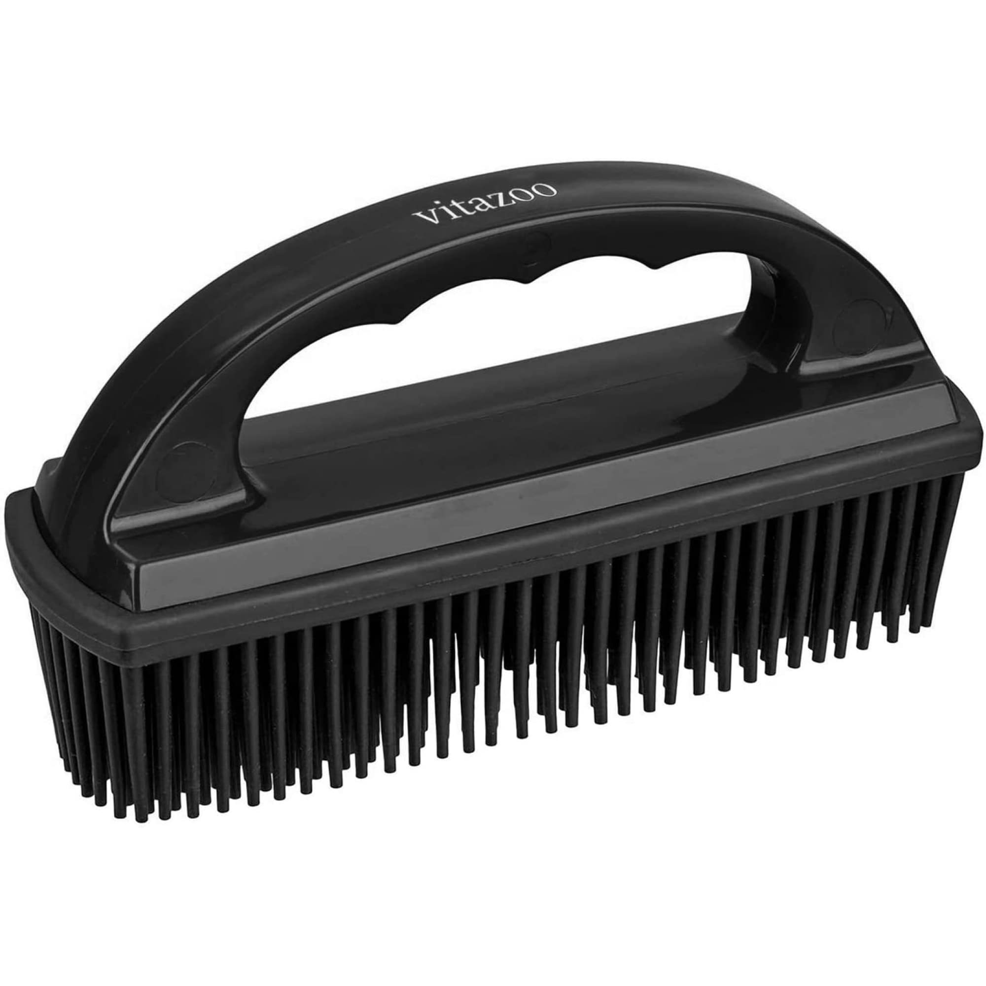 vitazoo Pet Hair Remover Brush - Remove Cat and Dog Hair from Clothes Carpet Furniture Car - Rubber Cleaning Brush for Hairs on Carpets Stairs Sofa Vehicle Interior - Black