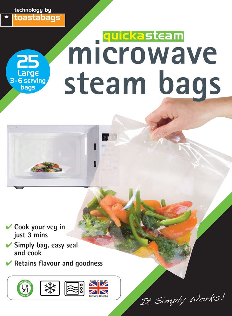 Toastabags Microwave Steam Bags-25 Pack, Silicone, Transparent, MSB25LGE