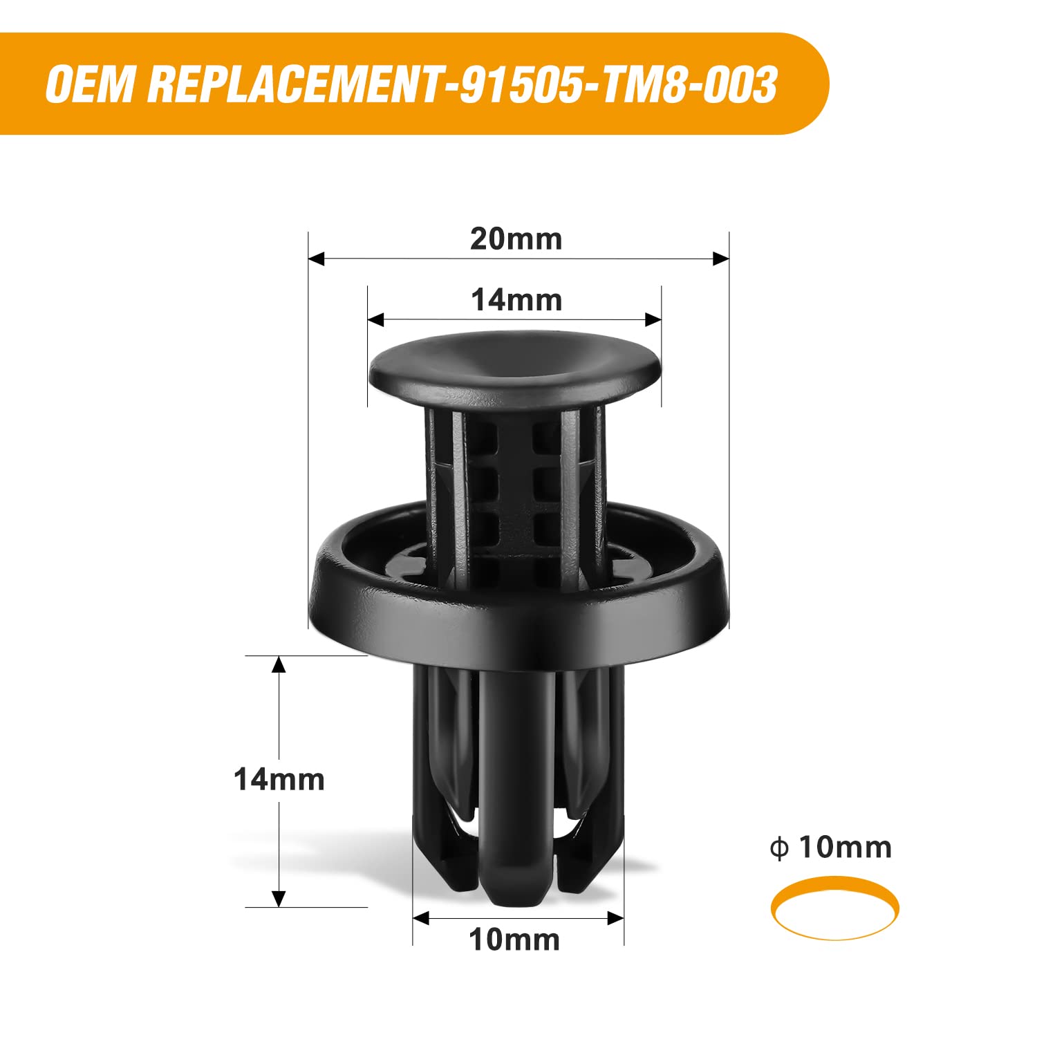 GOOACC 50Pcs Bumper and Wheel Well Liner Push-Type Retainer Fender Grille Under Cover Clips OEM:#91505-TM8-003 Compatible with Honda Acura