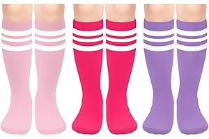 qikqik 3 Pairs Kids Soccer Socks Toddler Soccer Socks Youth Soccer Socks Kids Baseball Socks Kids Knee High Socks Tube Socks