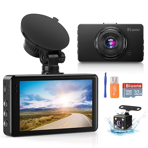 Dash Camera for Cars, Dash Cam Front and Rear with 32G SD Card Super Night Vision, 1080P FHD DVR Car Dashboard Camera DashCams with G-Sensor, Parking Monitor, Loop Recording, Motion Detection 【2023】