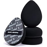 Momo's Workshop Black Denim Makeup Sponges,Blender Sponges for Foundation & Concealer, Non-Absorbent Rubycell, Large Beauty S