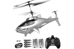 DEERC RC Helicopter for Kids, Remote Control Helicopter, Unique Design Shark Toy Helicopter with 26 Mins Flight (2 Batteries), LED Lights, Altitude Hold, Birthday Idea for Boys 8-12