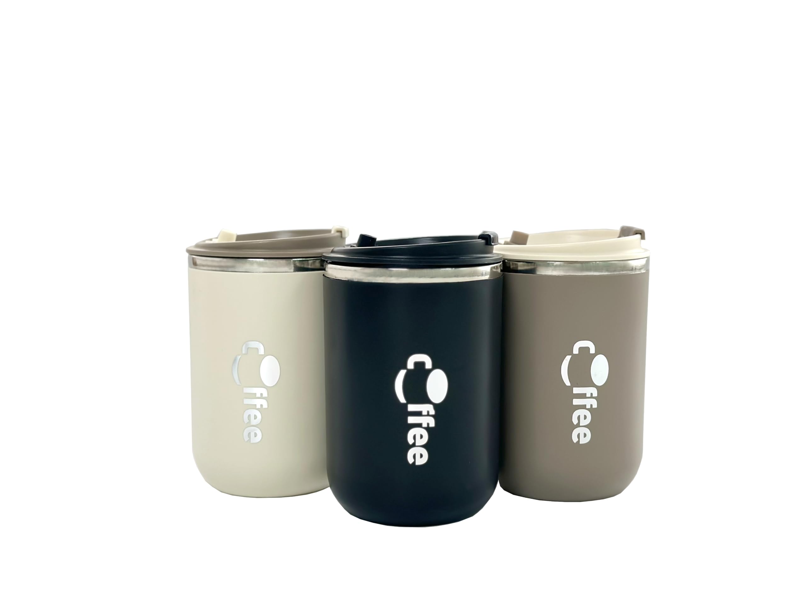 LINDACA 480ML Double Wall Stainless Steel Office Coffee Cup with Leakproof Lid/Resuable Travel Coffee Tea Mug for Hot and Cold Drinking with Two Straws (Cream White)