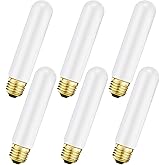 Leools TE26 LED Light Bulb T10 6W 5.1inch E26 Base Matt Opal Porcelain Dimmable Tubular LED Light Bulb,E26 Edison Bulb 6W Equ