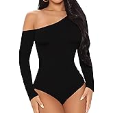 BelleLovin AESLOVIN Women's sexy One Shoulder Long Sleeve Tops T Shirt Bodysuit Jumpsuit