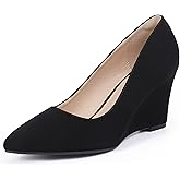 IDIFU IN3 Wedges for Women Closed Toe Pumps Low Heel Pointed Toe Work Wedding Bridal Office Formal Business Dress Casual Dressy Comfortable Trendy Fashion Shoes