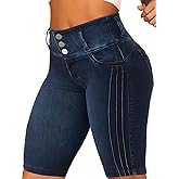 Flamingals Denim Mid Waist Butt Lifting Jeans Shorts for Women Bermuda Skinny Shorts