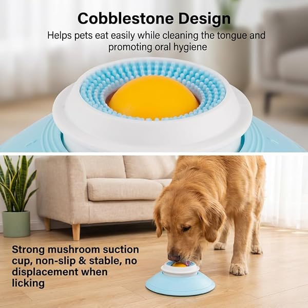 DOG CAT LICK SPHERE SLOW FEEDER FOR LIQUID FOOD & PEANUT BUTTER,INTERACTIVE LICKSPHERE FOR DOGS ANXIETY RELIEF,NON-SLIP LICKING BOWL ENRICHMENT TOYS TO HEALTHY DIET FOOD CONTAINER FOR DOG CATS,YELLOW