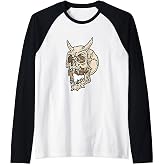Skull Face Halloween Skeleton Occult Dress Gothic Design Raglan Baseball Tee