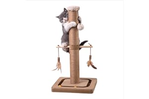 Generic MECOOL Cat Scratching Post Tall Kitten Posts Tree Premium Scratcher Natural Jute Ropes Tracking Interactive Heavy Base Cat Scratch deterrent Indoor Cats (Beige) (Medium-23), 23 Inch (Pack 1)