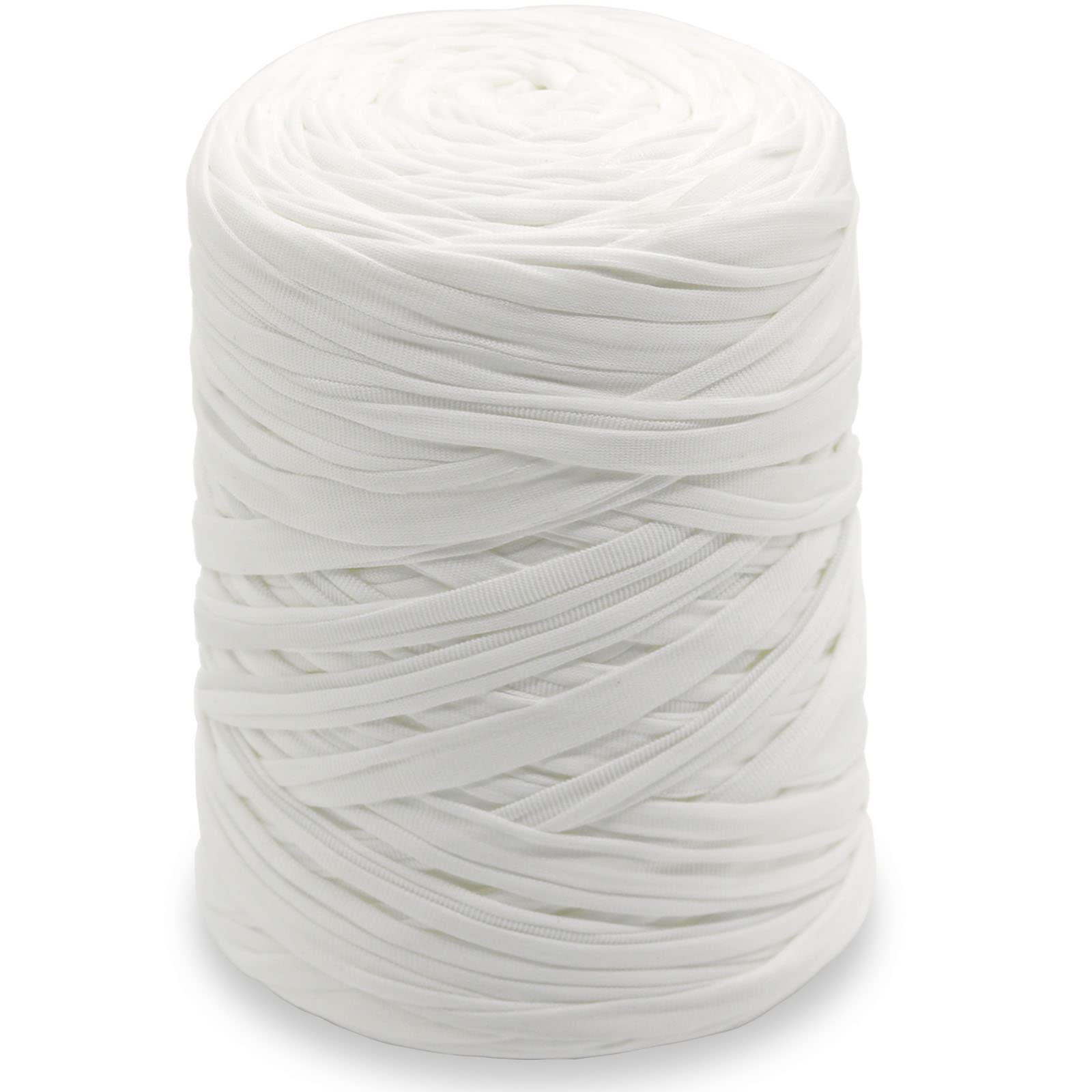 NOTIONSLAND 400g T-Shirt Yarn Knitting Yarn Fabric Crochet Yarn for Bag, Basket, Blanket Home Decor - White Soild Color Yarns — image 1