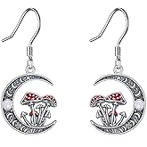 YAFEINI Mushroom Earrings 925 Sterling Silver Moon Phase Mushroom Dangle Earrings Mushroom Jewelry Gifts for Women
