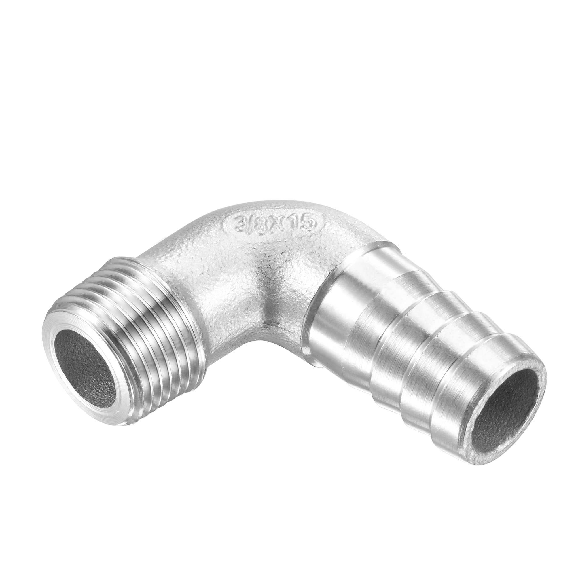 M METERXITY Hose Barb Fittings - 90 Degree Elbow Stainless Steel 15mm Pipe Connector Apply to Water Fuel (G3/8 Male Pipe)