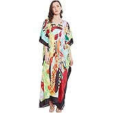 Oussum Long Plus Size Caftan Maxi Dress for Women, Beach Cover Up Kimono Sleeve Summer Dresses for Women 1X–3X
