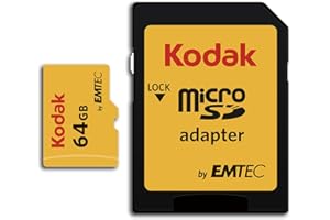 Kodak 64GB Class 10 UHS-I U1 MicroSDXC Card with Adapter 10x Write Speed